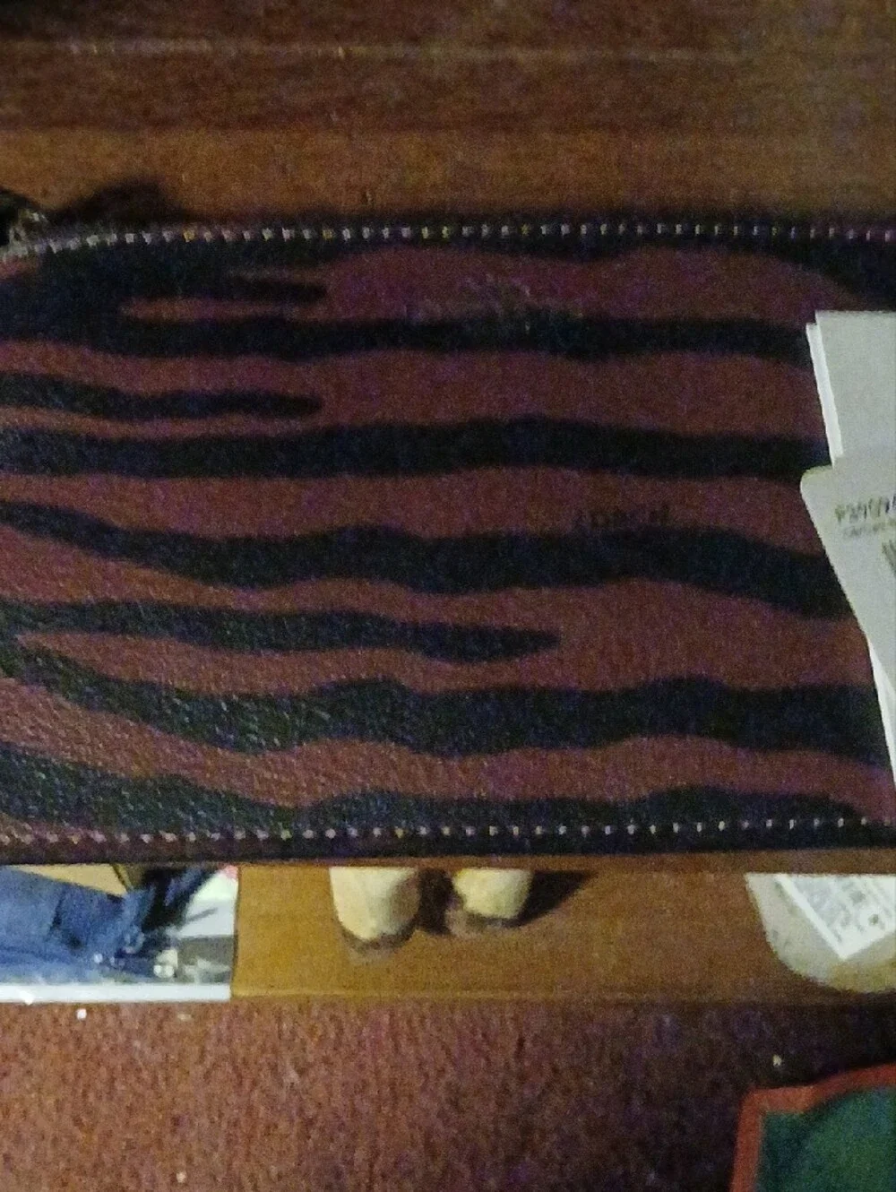 Coach Striped Brown and Black  Accessory Pouch Nwt